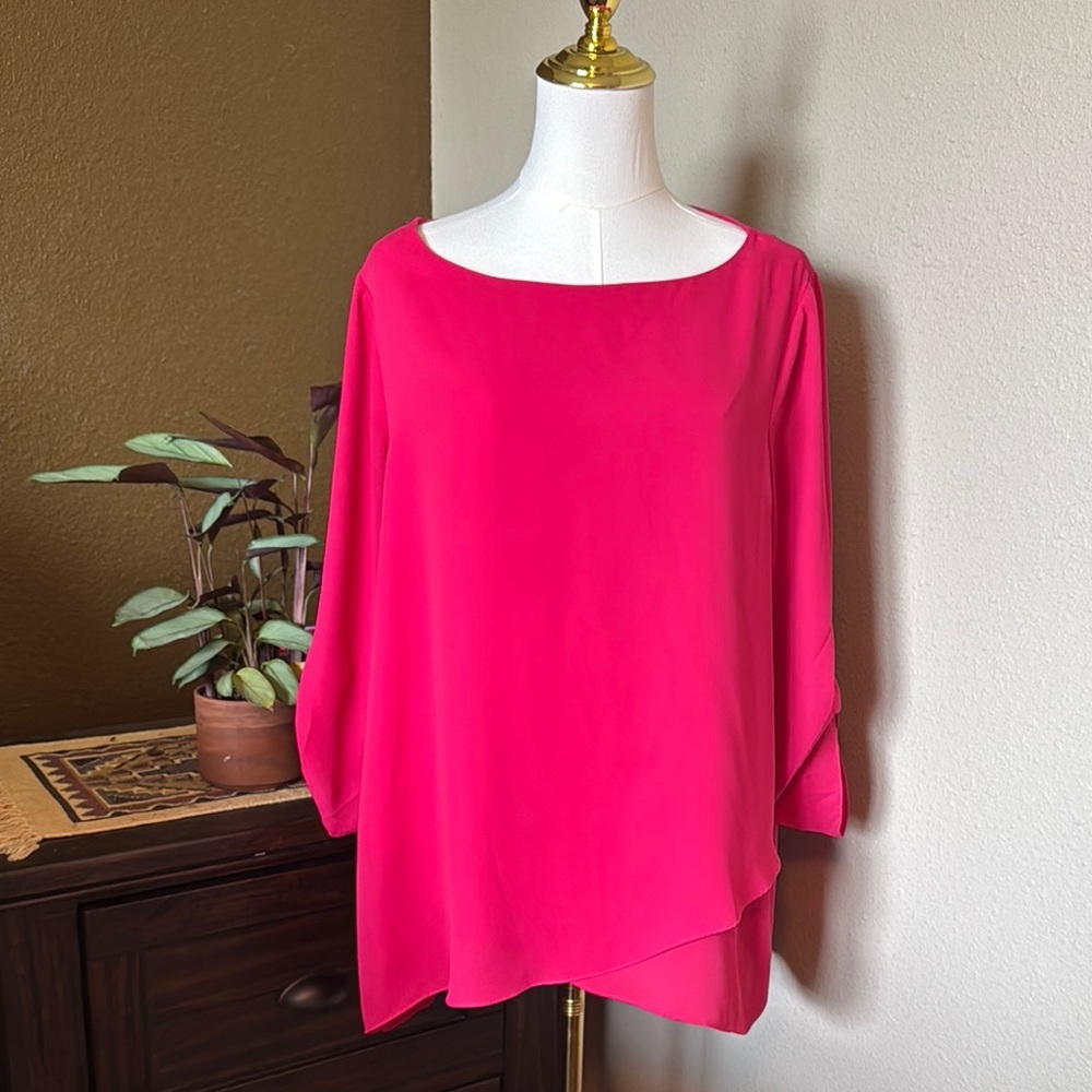 Chaus NY Pink 3/4 Sleeve Boxy Blouse